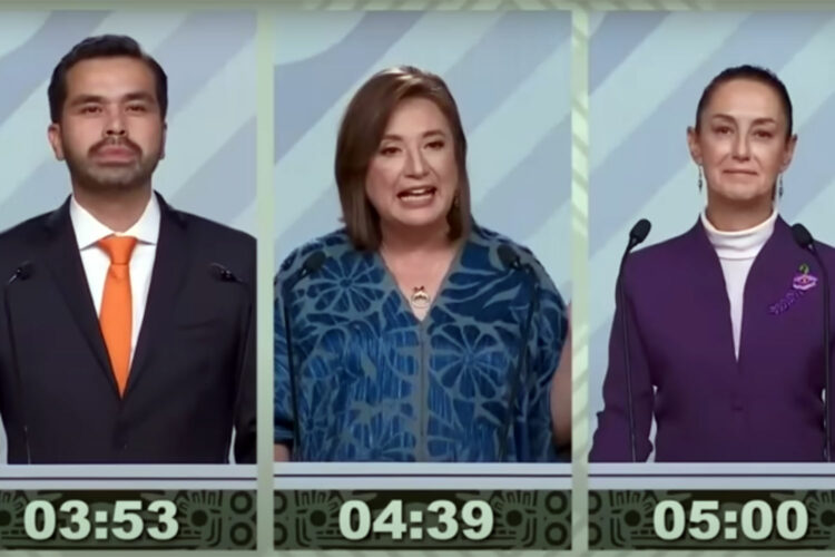 Jorge Álvarez Máynez, Xóchitl Gálvez y Claudia Sheinbaum, candidatos a la presidencia de la República Mexicana.