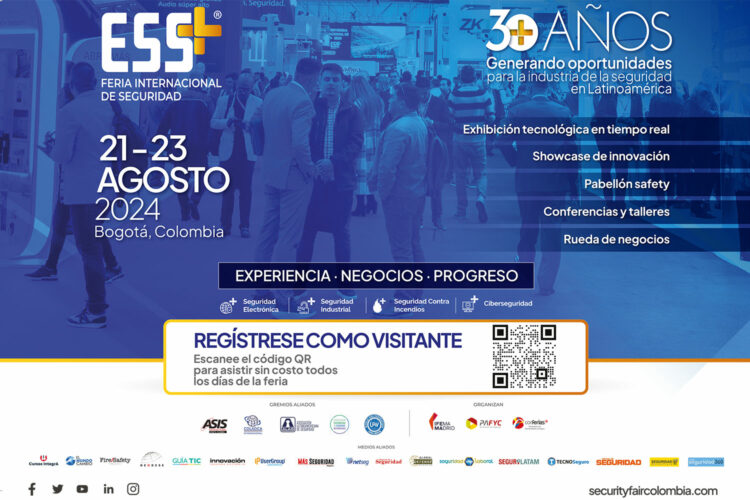 cartel del prerregistro a la Feria Internacional de Seguridad ESS+ 2024 de Bogotá
