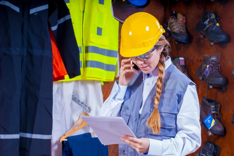 Cascos de seguridad industrial.