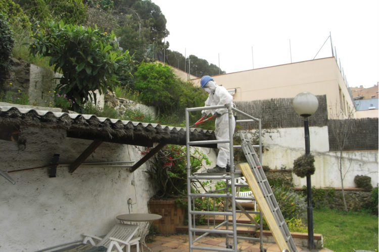 Obra con exposición al amianto.