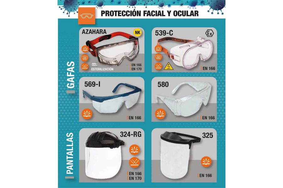 Equipos de protección facial.