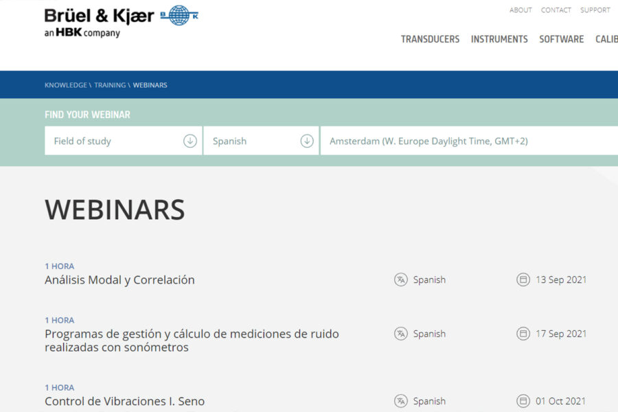 Formación online sobre acústica y vibraciones de HBK.