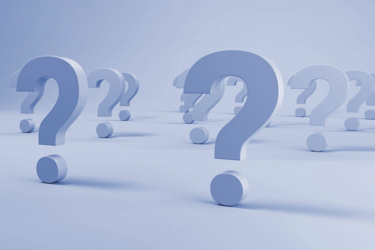 Question marks grid on green background. Sustainability concept.